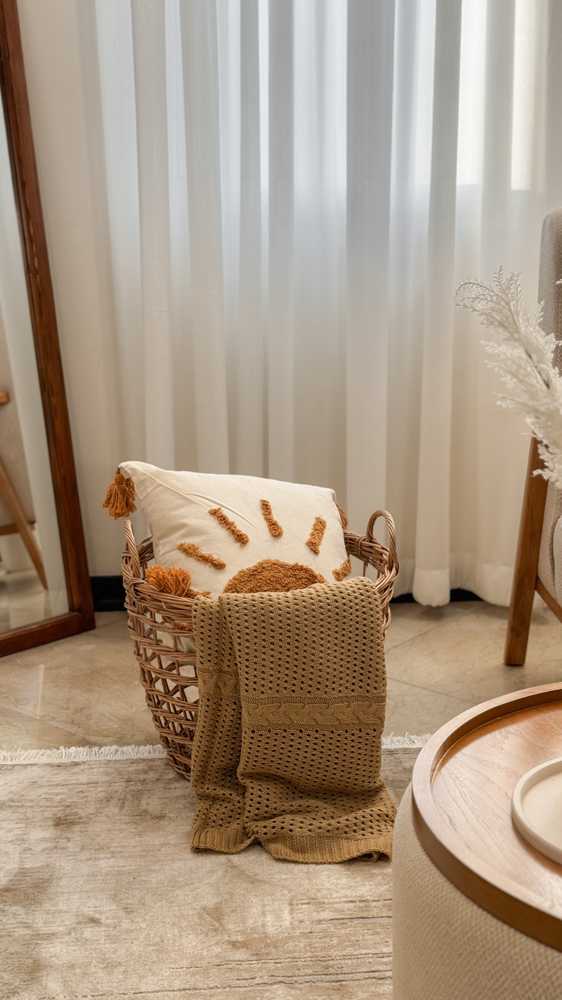 . سبد شال مبل حصیر مروارید