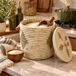 سبد برنج حصیری استوانه
